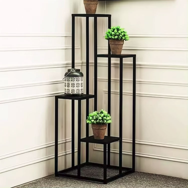 Flower stand, flower shelf, decorations, 4 shelves, metal MDF, dark walnut ModernHome