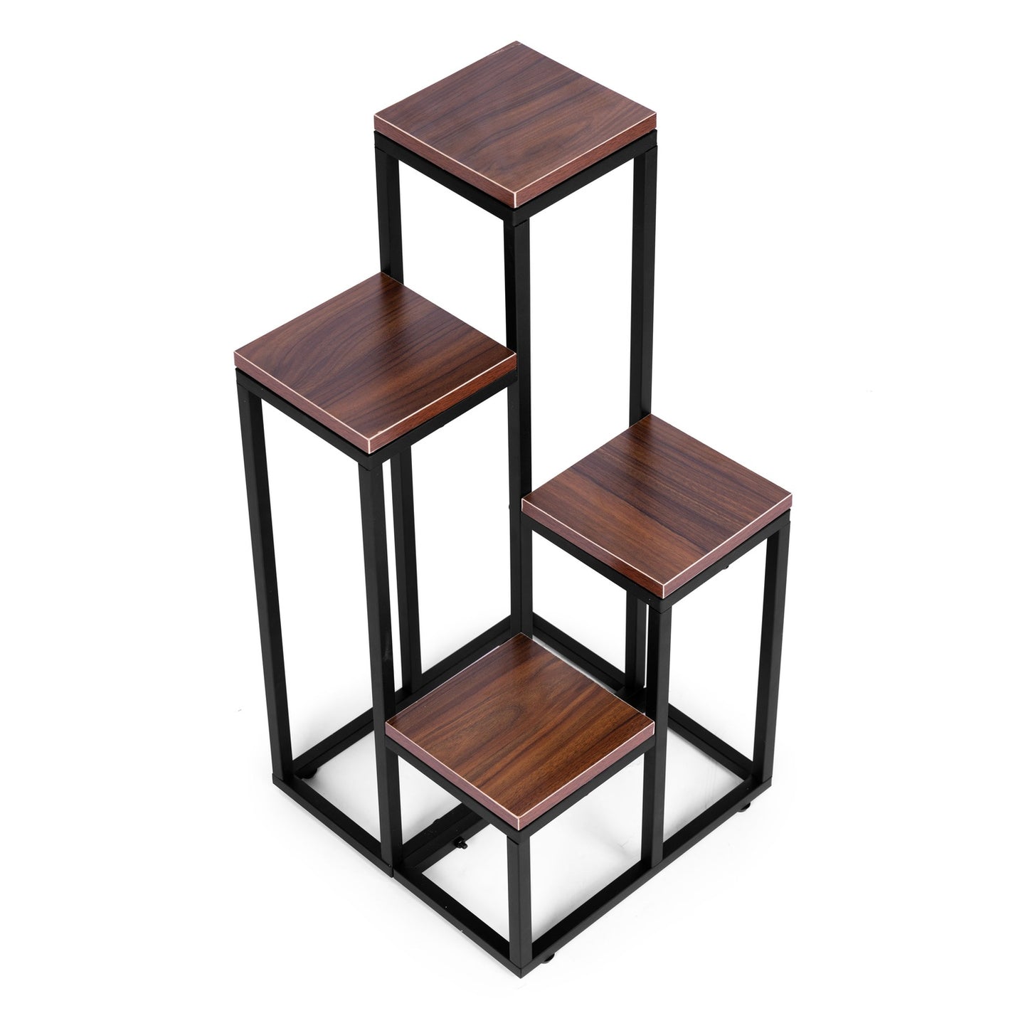 Flower stand, flower shelf, decorations, 4 shelves, metal MDF, dark walnut ModernHome