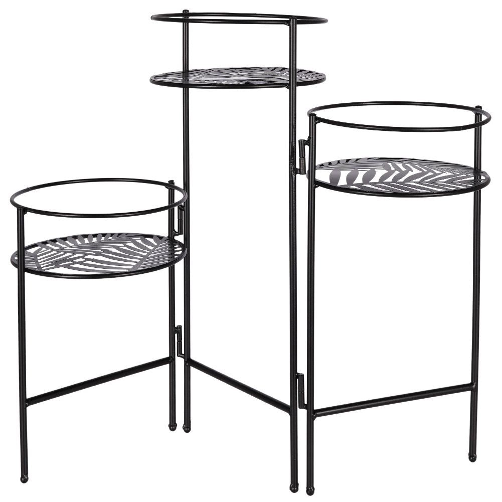 Flower stand in black metal, industrial loft style, three levels