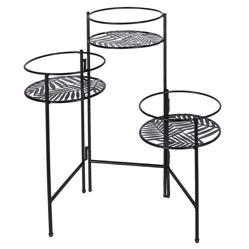 Flower stand in black metal, industrial loft style, three levels