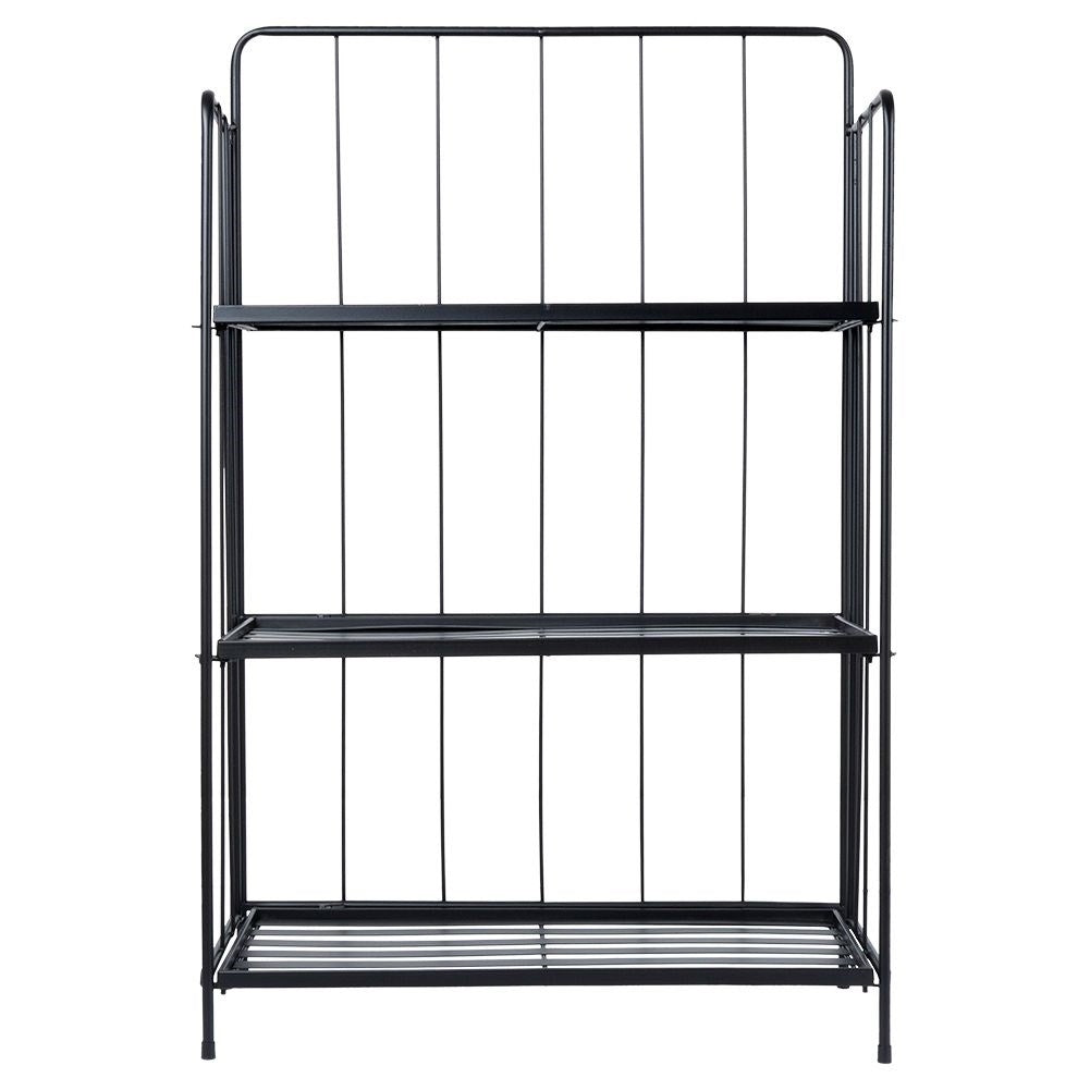 Flower stand in black metal with three levels for flower pots
