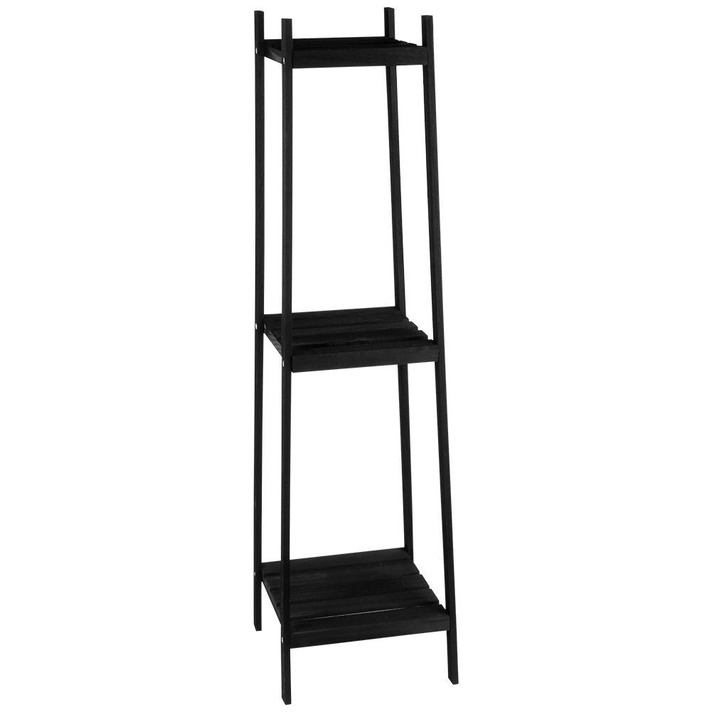 Flower stand in black wood, 3 levels, industrial style