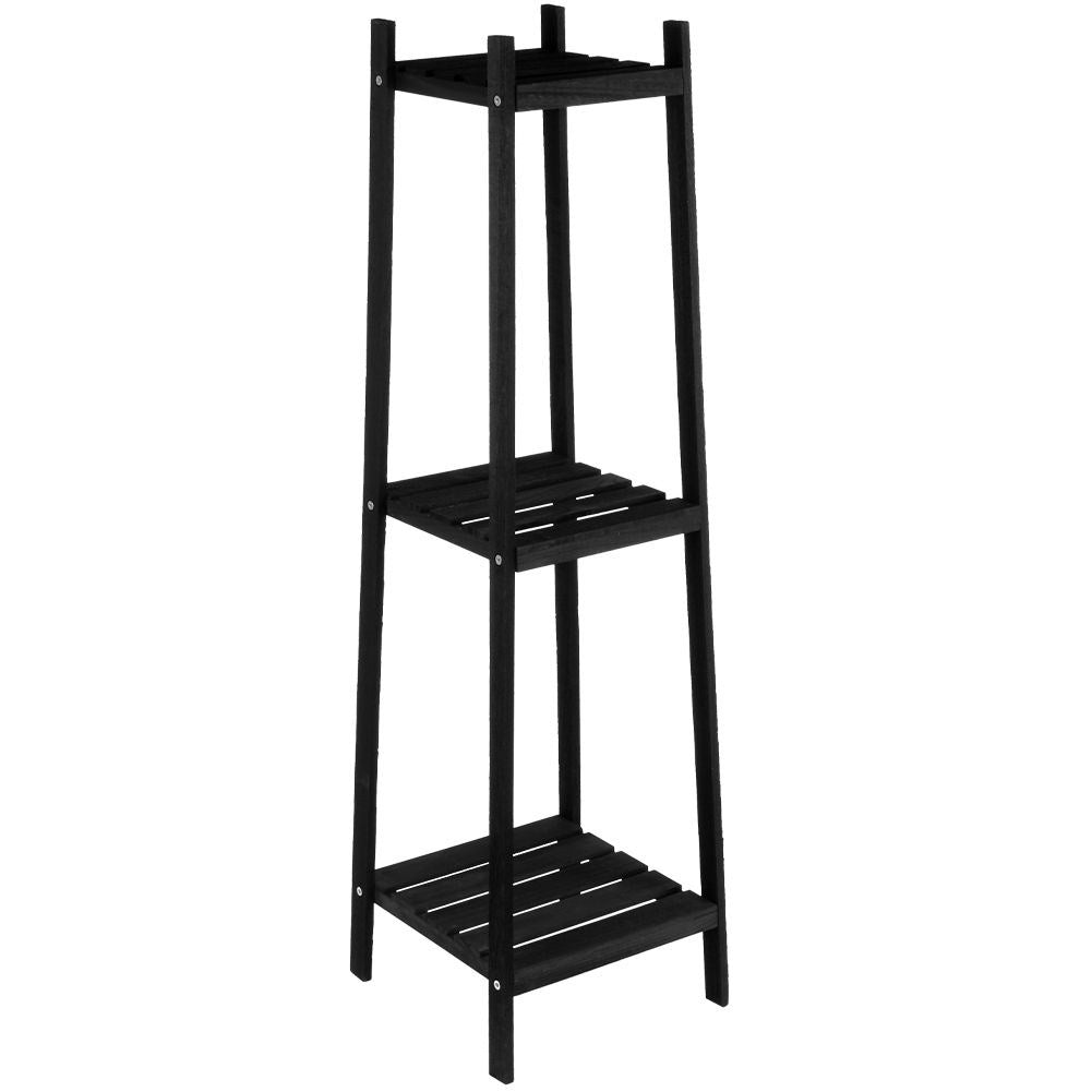 Flower stand in black wood, 3 levels, industrial style