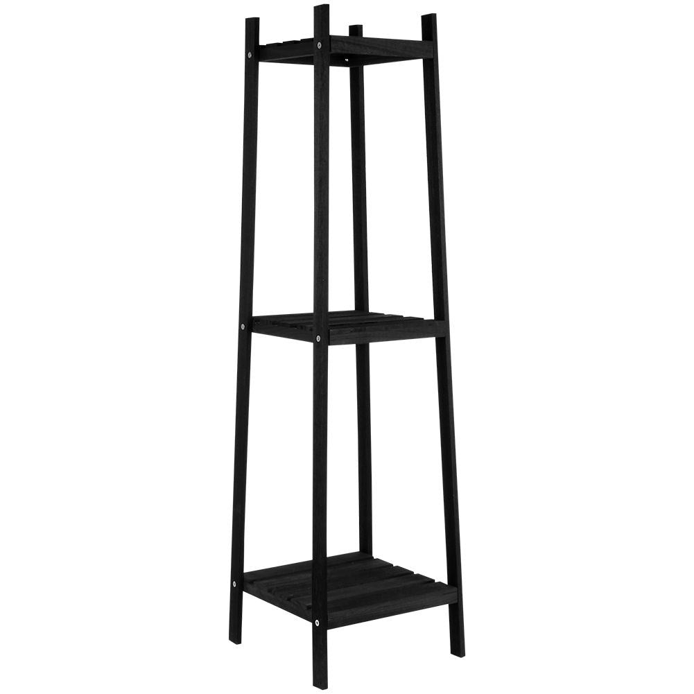 Flower stand in black wood, 3 levels, industrial style