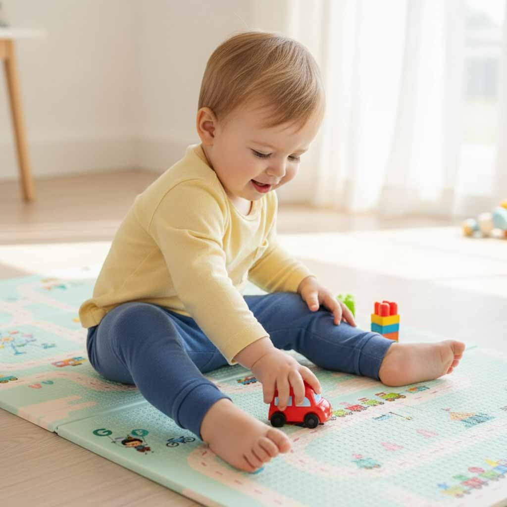 Foam Play Mat, Double-Sided, 180x200cm, Panda/Street