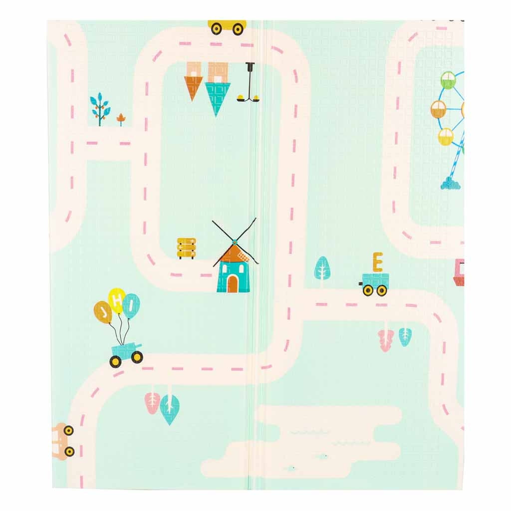 Foam Play Mat, Double-Sided, 180x200cm, Panda/Street