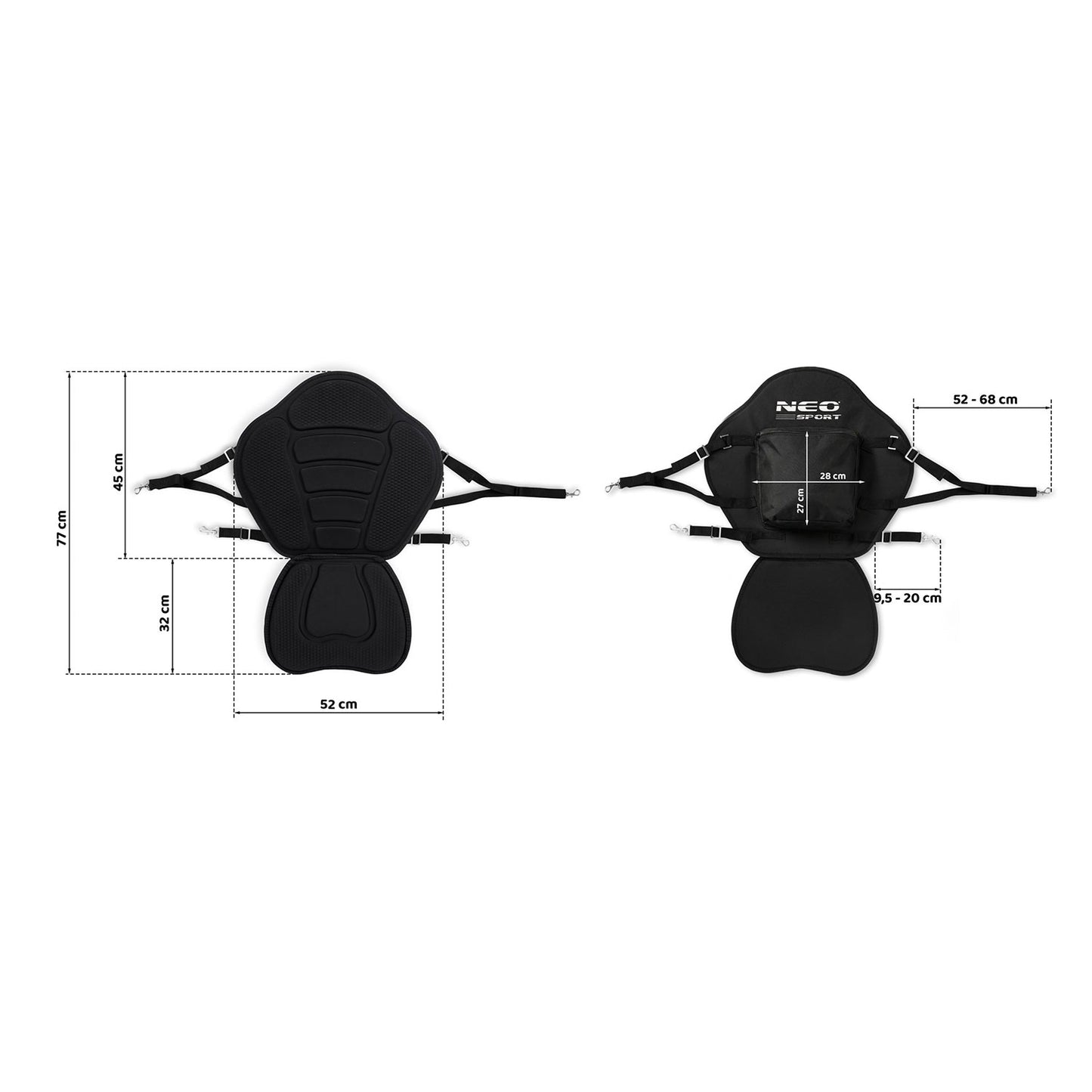 Foam Seat for SUP Board, Black, Adjustable Straps