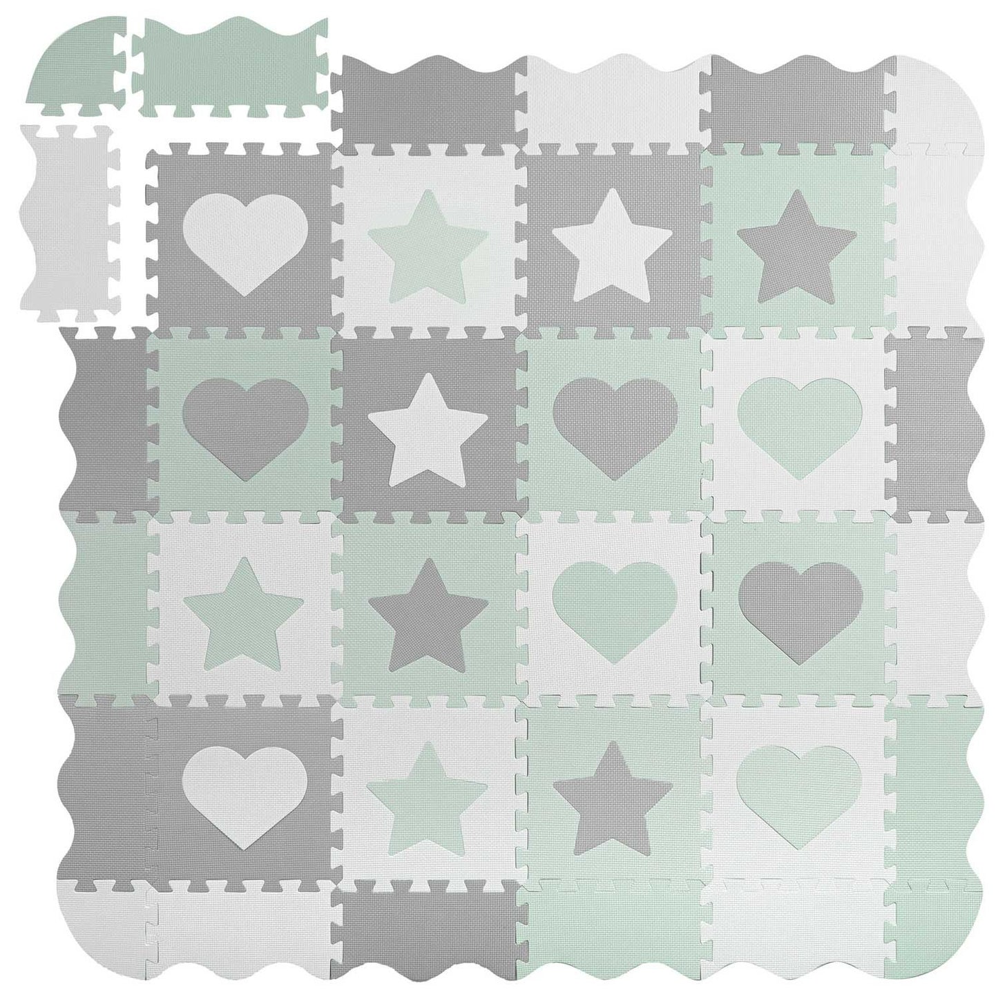 Foam mat Puzzle 151x151cm 16 pcs Ricokids Grey-Mint