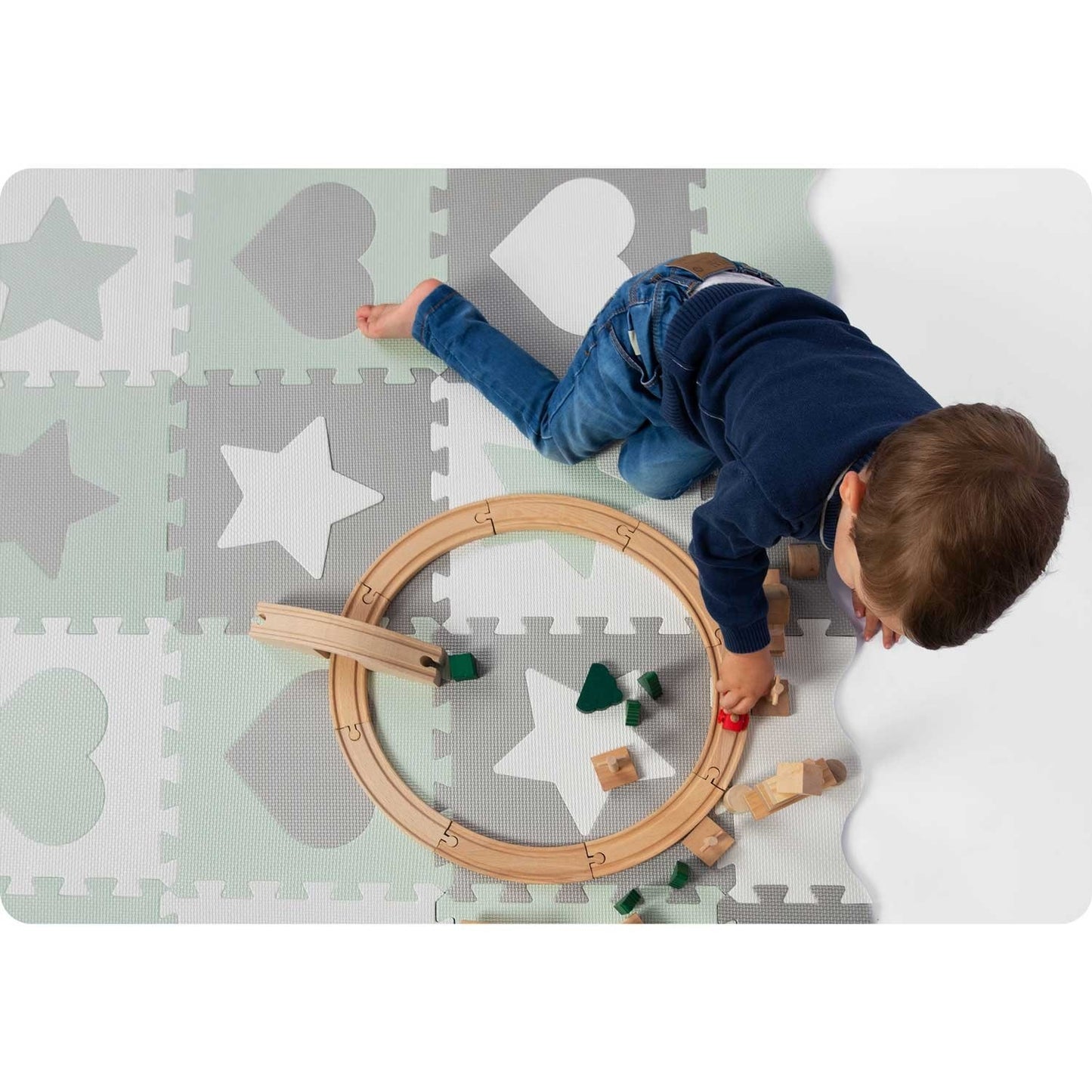 Foam mat Puzzle 151x151cm 16 pcs Ricokids Grey-Mint