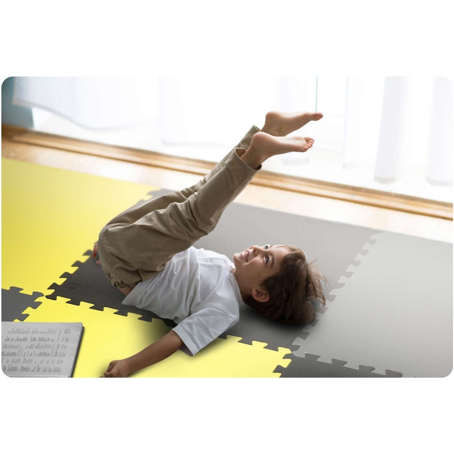 Foam mat Puzzle 180x180cm 9 pcs Grey/Yellow