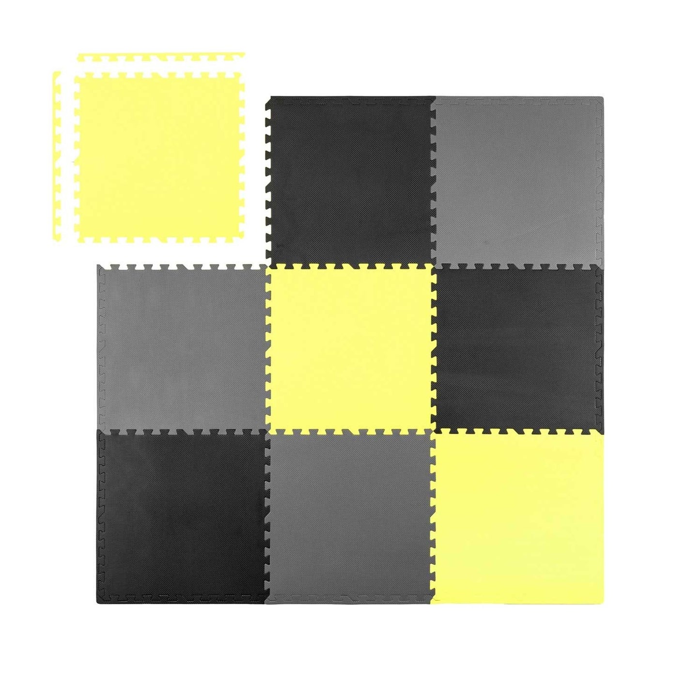 Foam mat Puzzle 180x180cm 9 pcs Grey/Yellow
