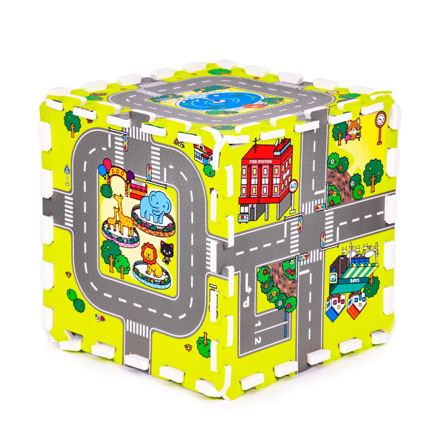 Foam mat for children city, 9 elements, 90.5x90.5cm IPLAY