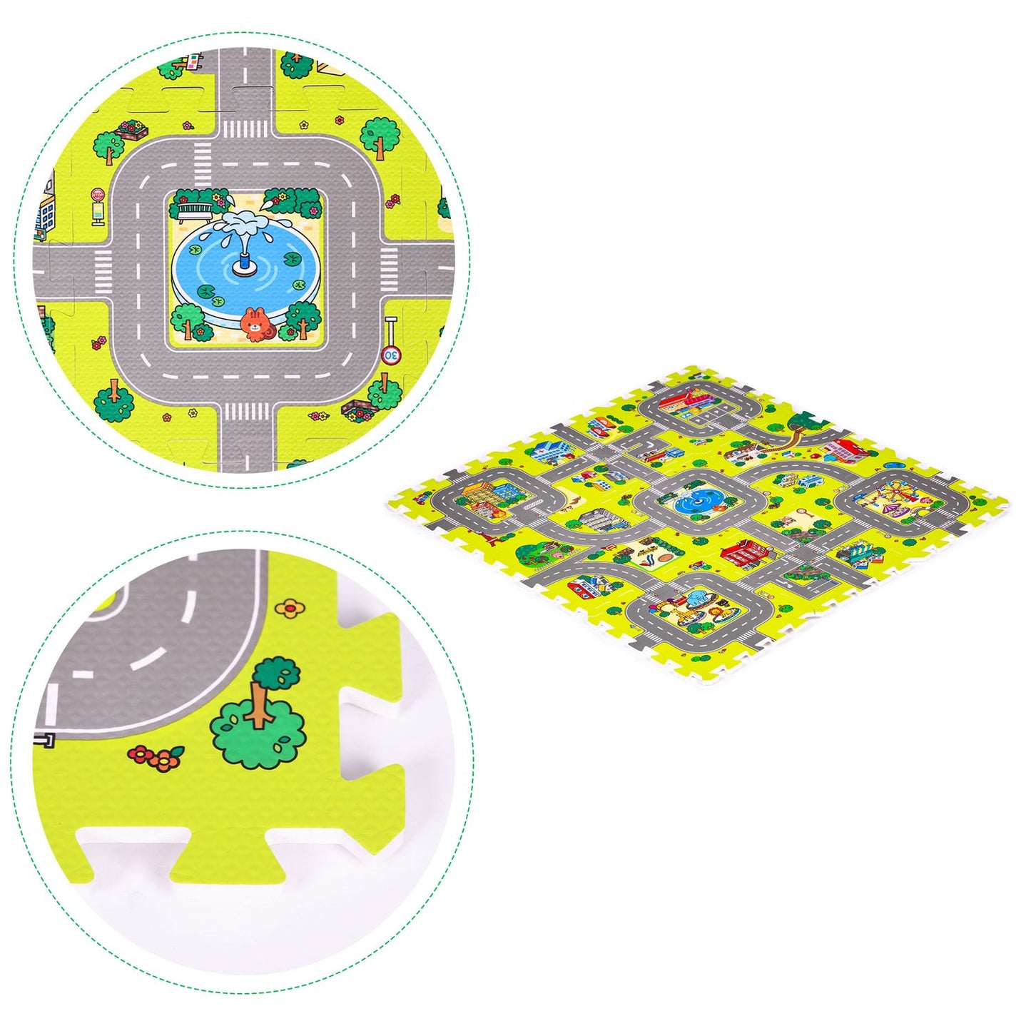 Foam mat for children city, 9 elements, 90.5x90.5cm IPLAY