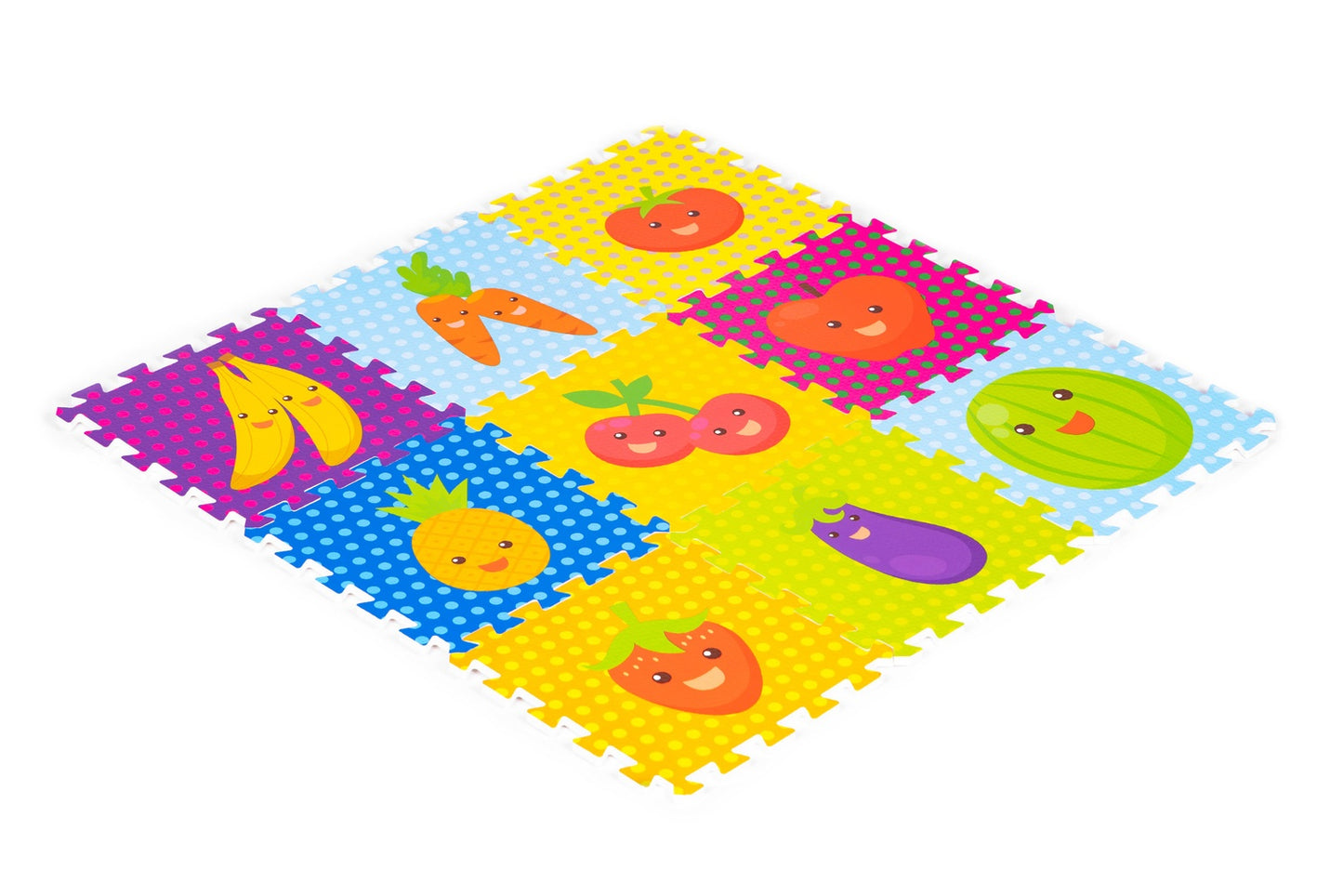 Foam mat for children fruit puzzle 9 elements 86x86cm IPLAY