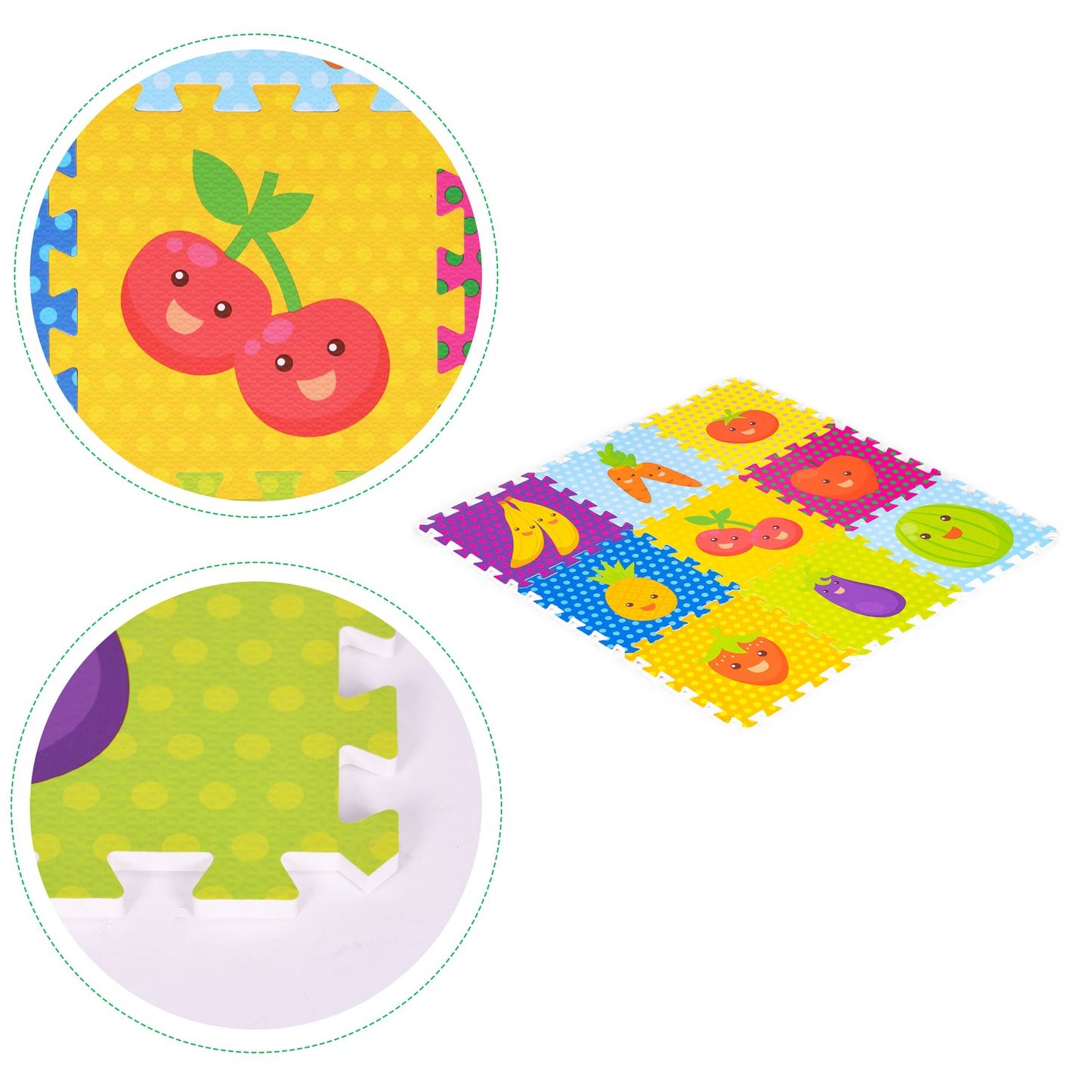 Foam mat for children fruit puzzle 9 elements 86x86cm IPLAY