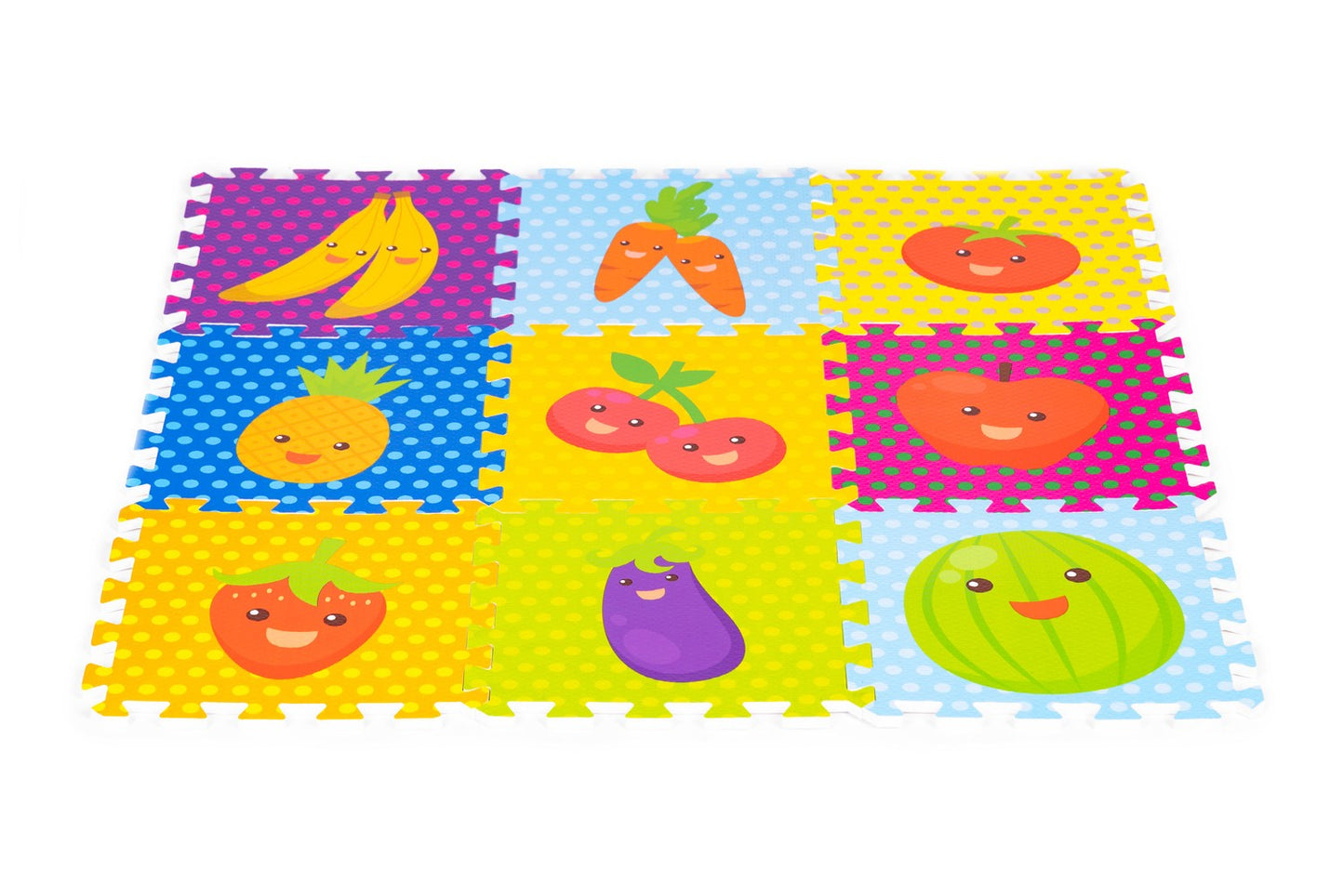 Foam mat for children fruit puzzle 9 elements 86x86cm IPLAY