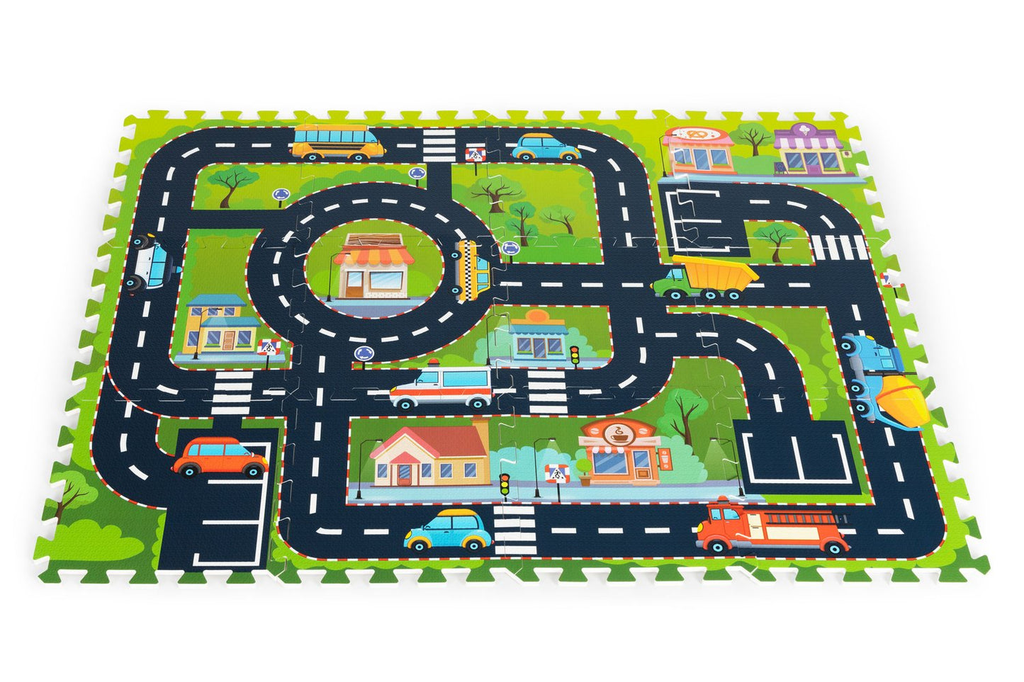 Foam mat for children puzzle city streets roads trafics