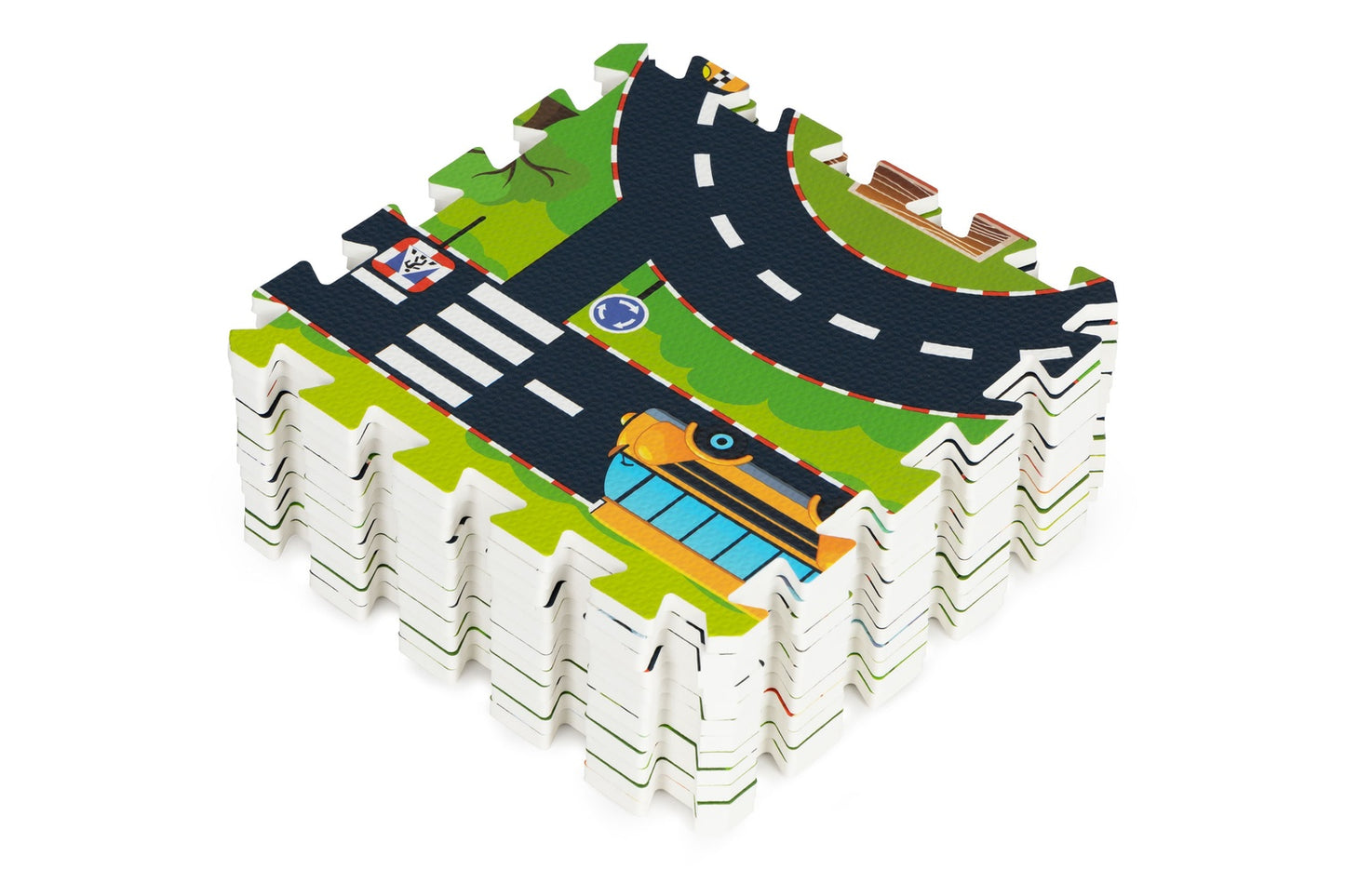 Foam mat for children puzzle city streets roads trafics
