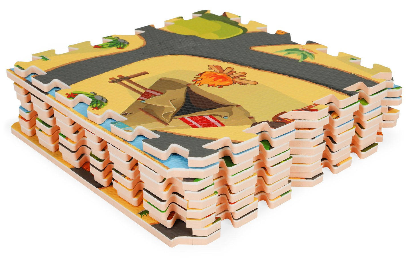 Foam mat for children safari puzzle 9el 93x93cm