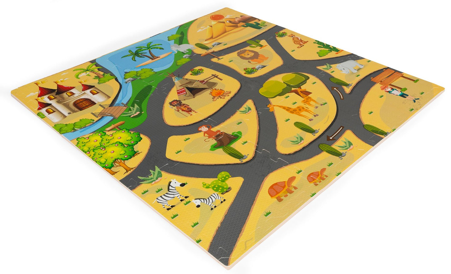 Foam mat for children safari puzzle 9el 93x93cm