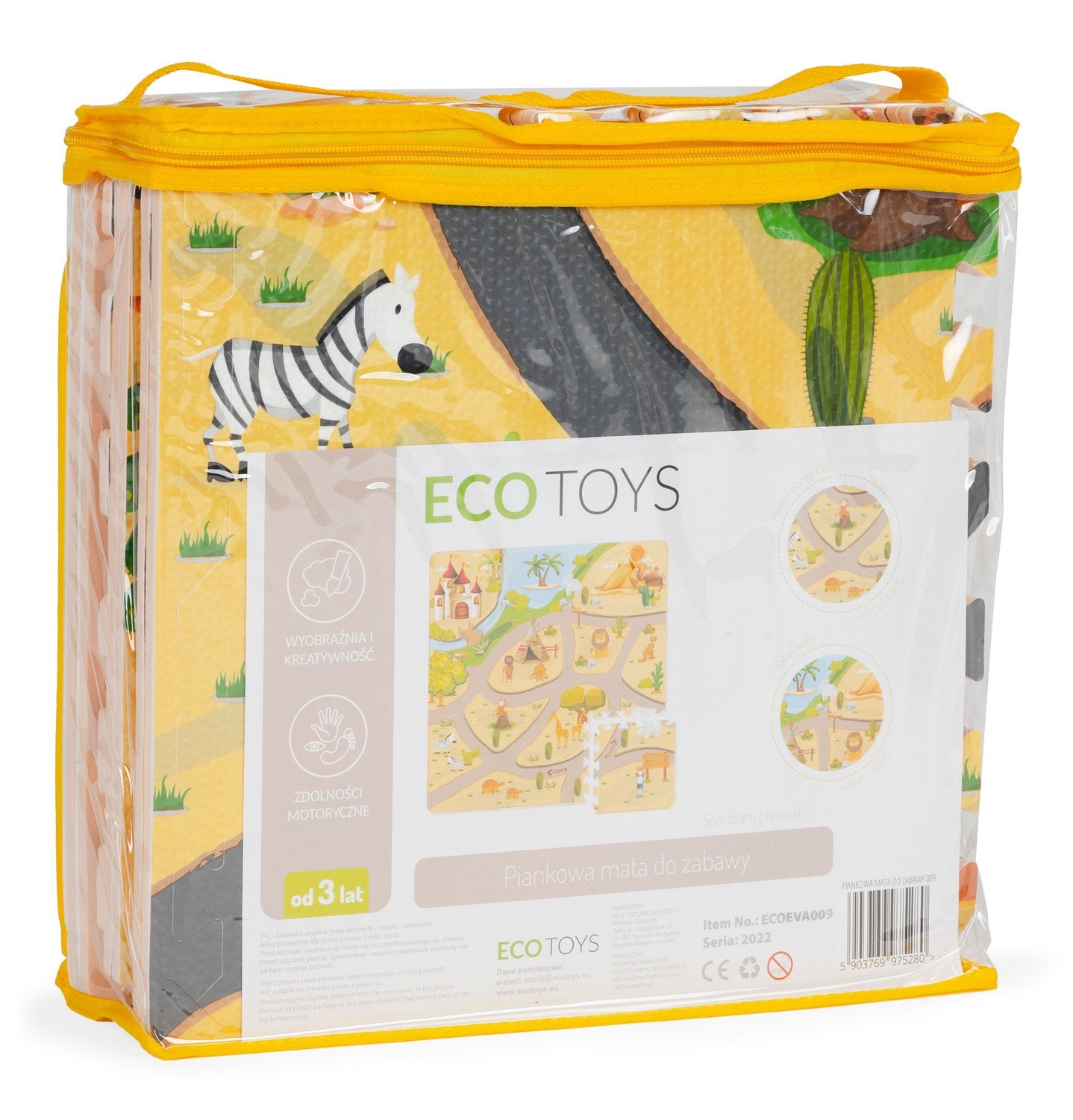 Foam mat for children safari puzzle 9el 93x93cm