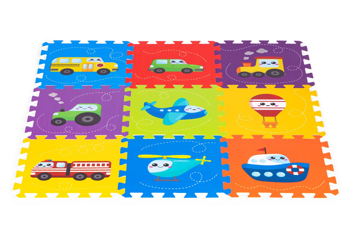 Foam mat for children vehicles puzzle 9 elements 86x86cm IPLAY