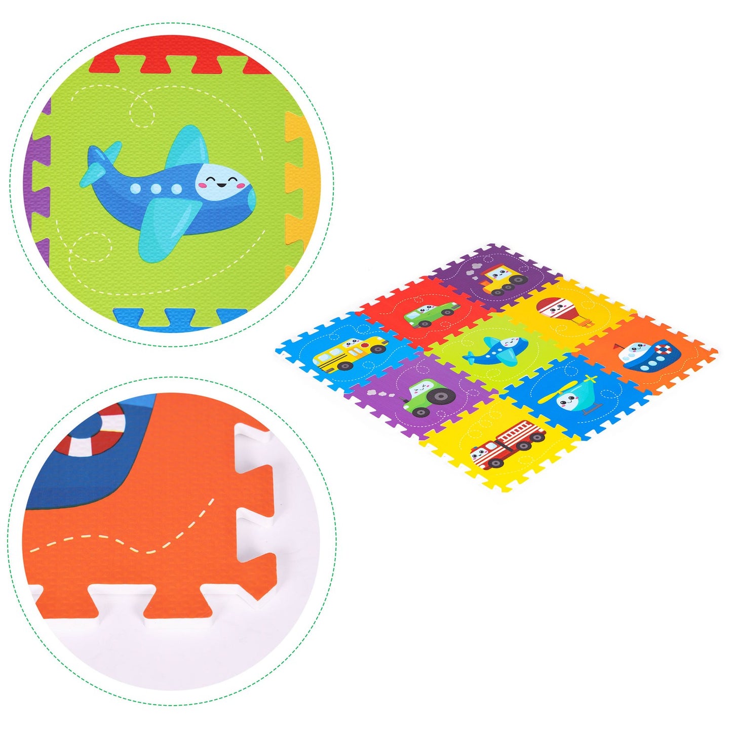 Foam mat for children vehicles puzzle 9 elements 86x86cm IPLAY