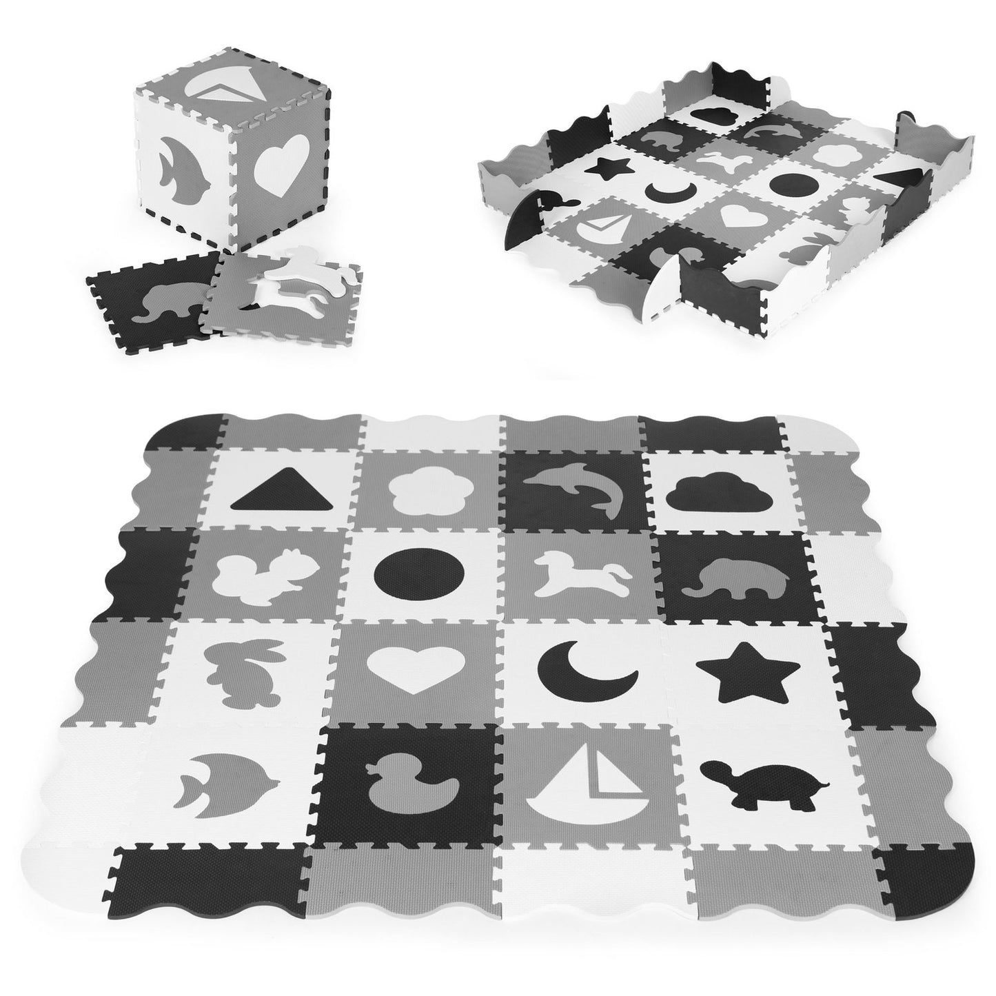 Foam mat with a fence puzzle dry pool 36 elements ECOTOYS
