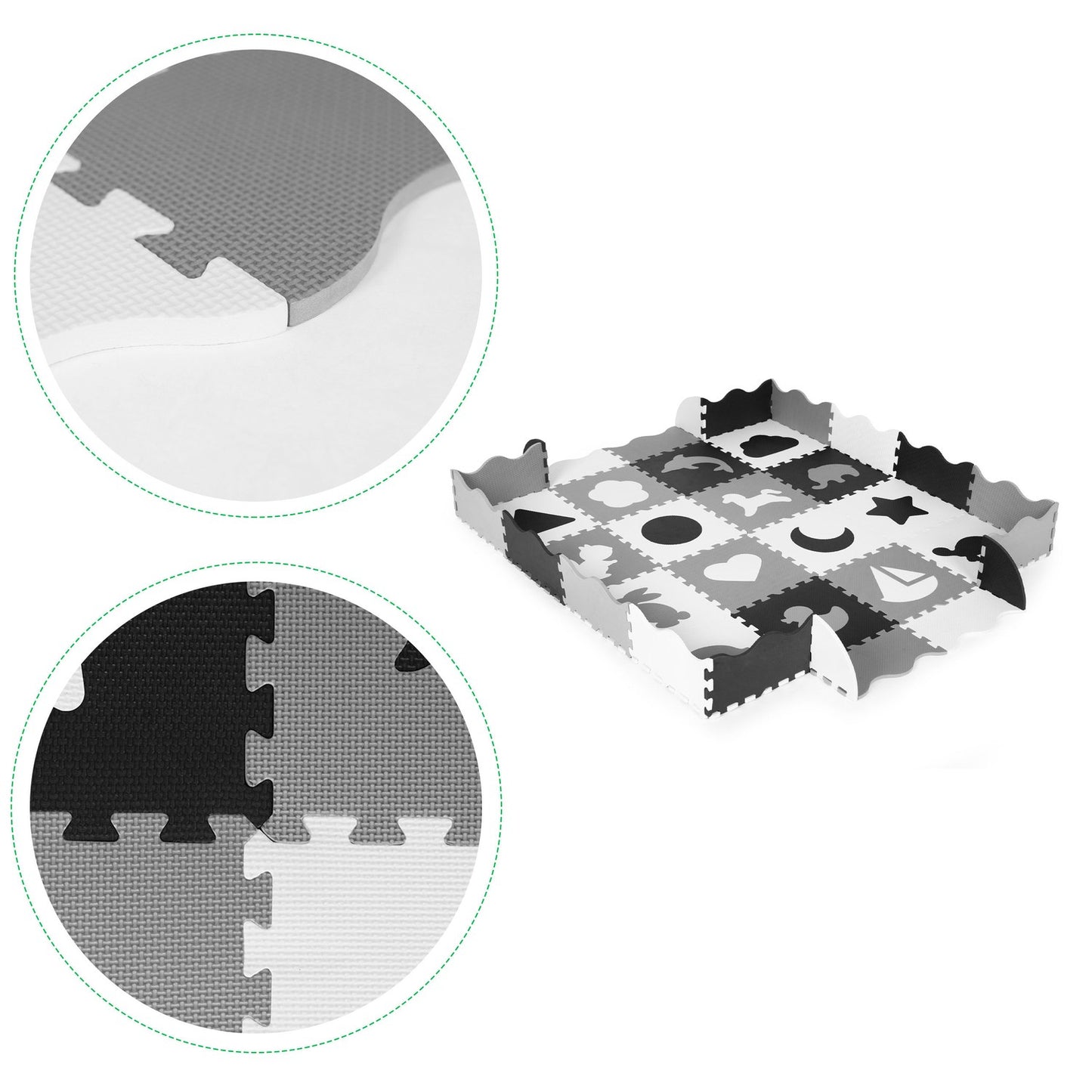 Foam mat with a fence puzzle dry pool 36 elements ECOTOYS