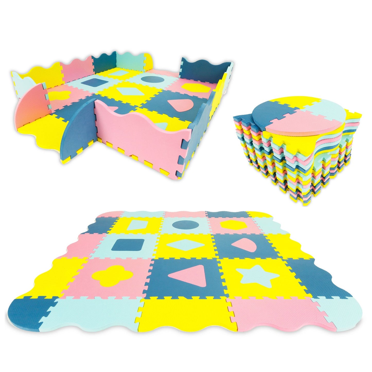 Foam mat with fence puzzle dry pool 37 pieces Ecotoys