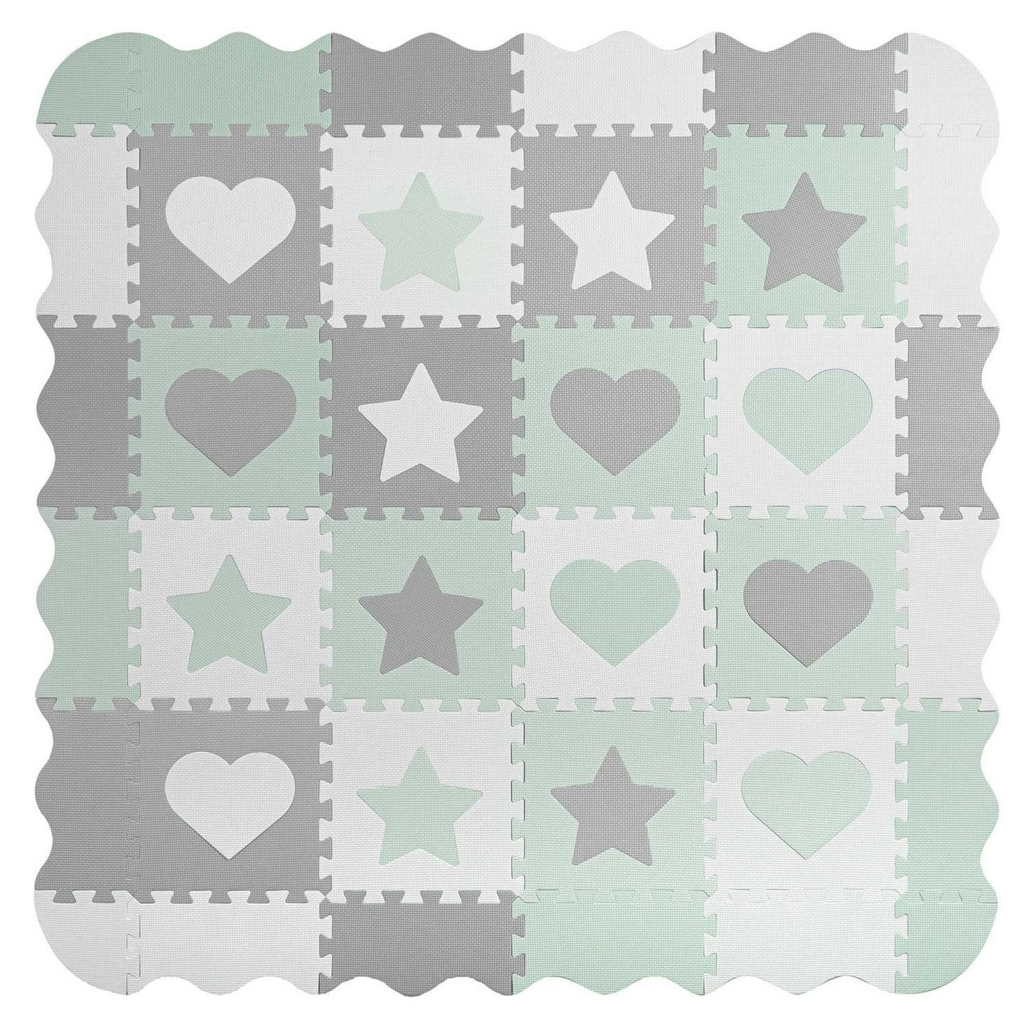 Foam puzzle mat 150x150cm 16 pcs gray-mint