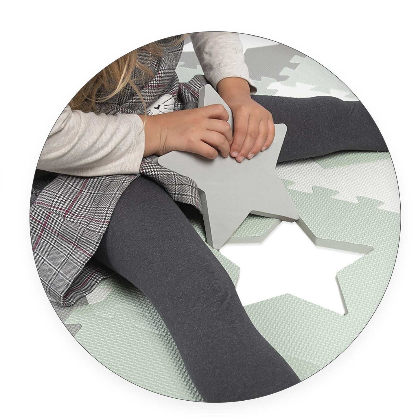 Foam puzzle mat 150x150cm 16 pcs gray-mint