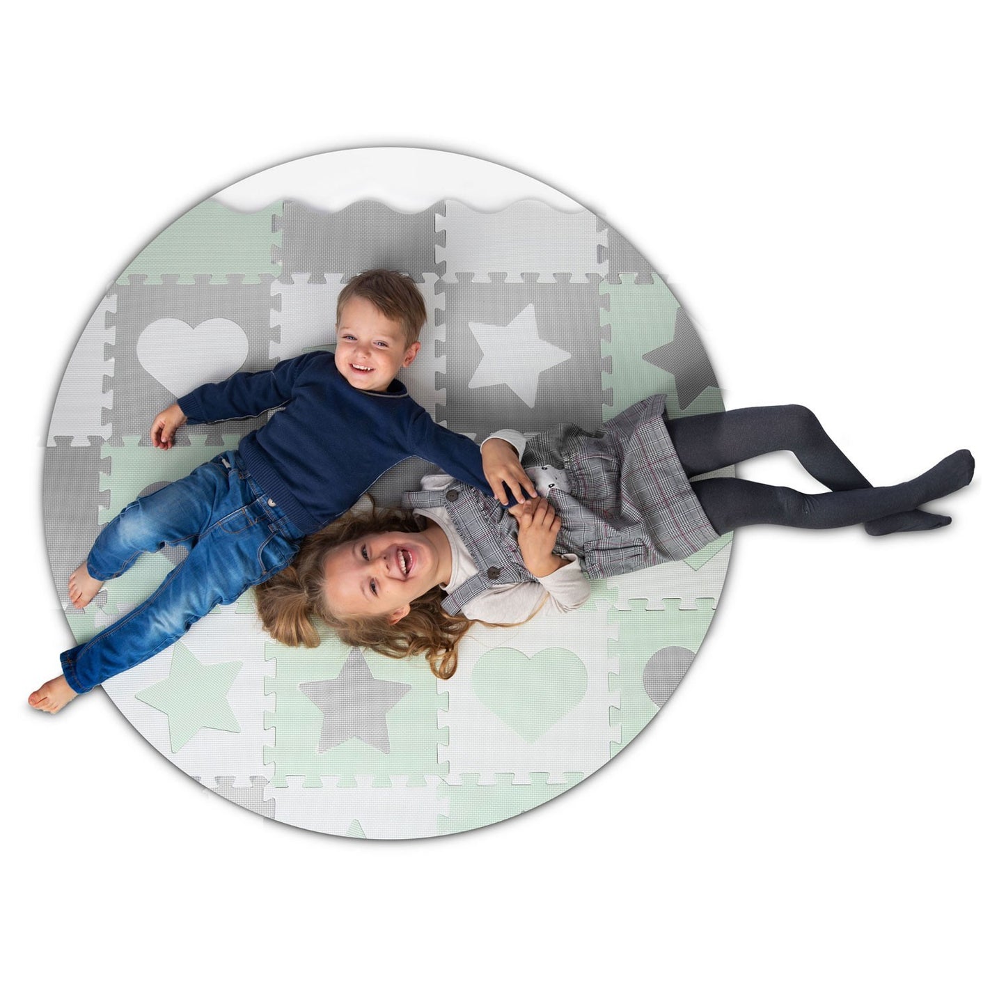 Foam puzzle mat 150x150cm 16 pcs gray-mint