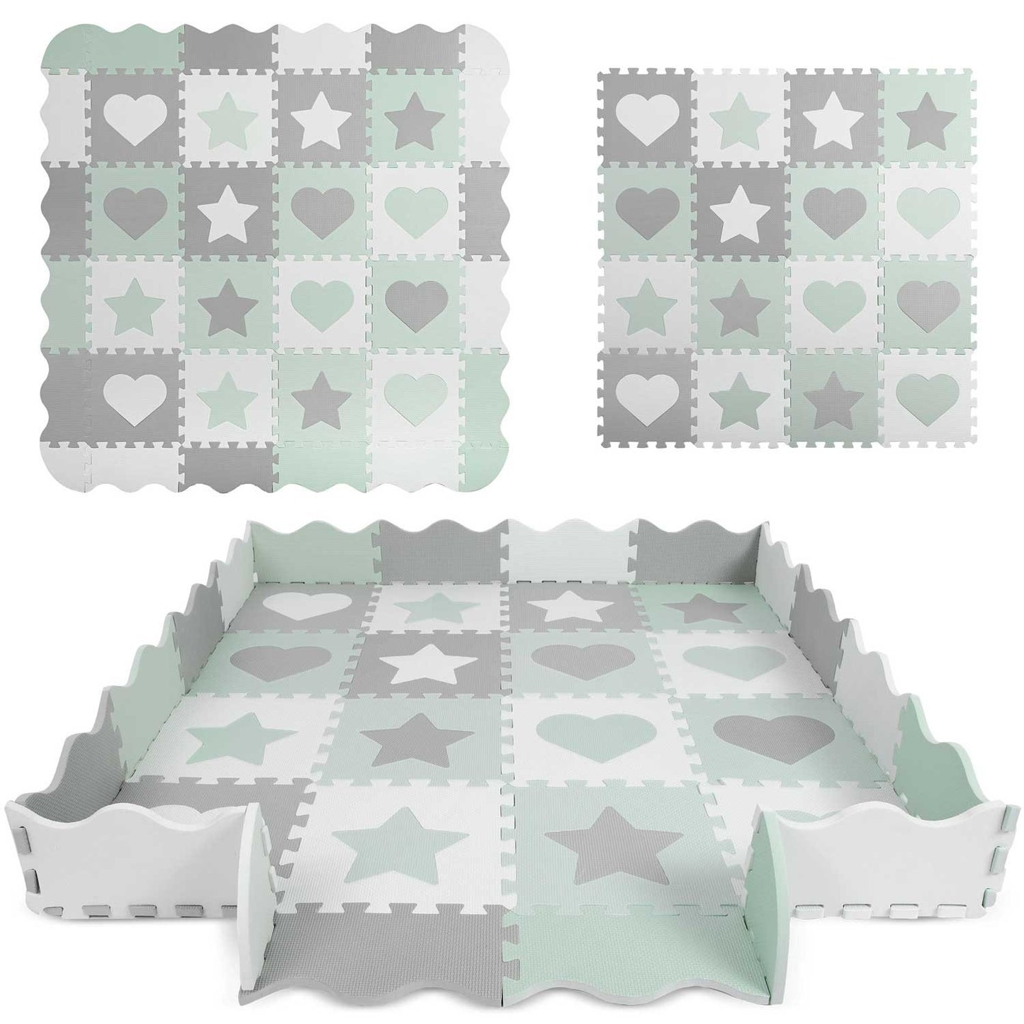 Foam puzzle mat 150x150cm 16 pcs gray-mint