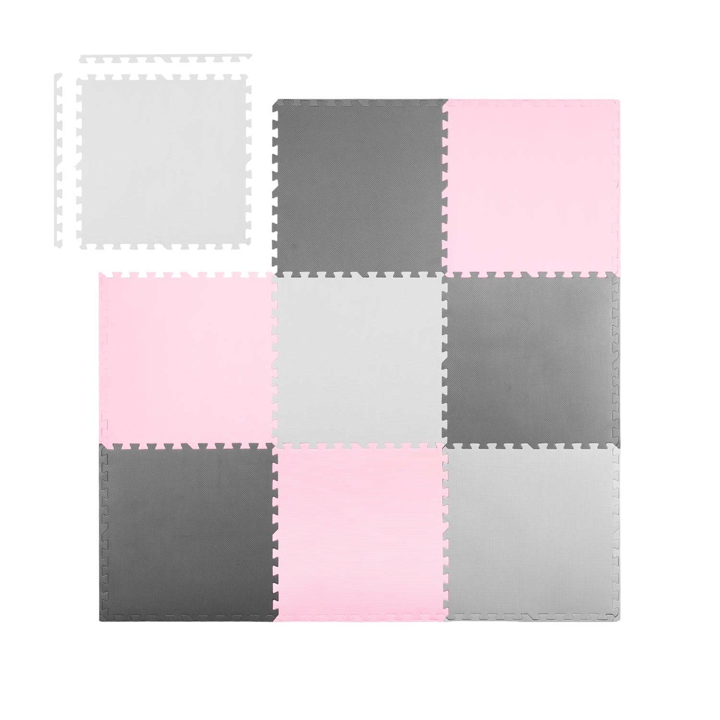 Foam puzzle mat 180x180cm 9 pcs gray pink