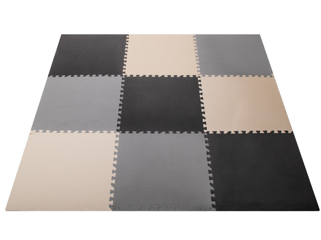 Foam puzzle mat 9el. grey-cream-graphite 180cmx180cm