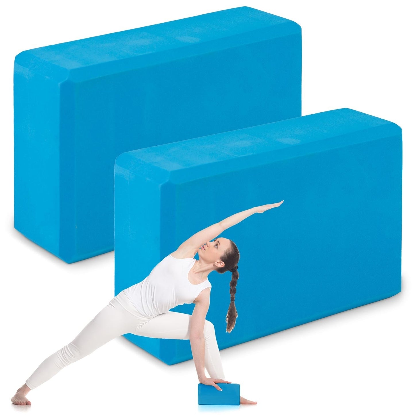 Foam yoga block - set of 2, blue (NS-962)