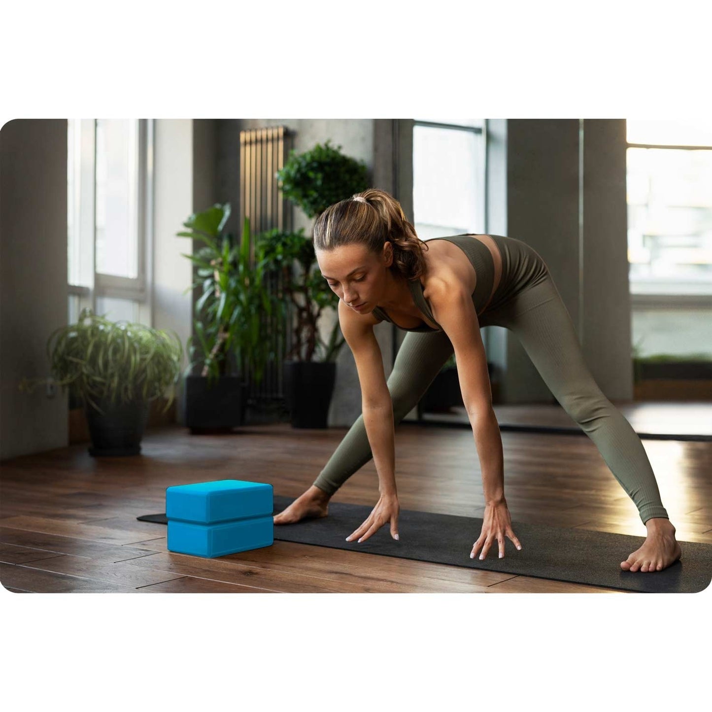 Foam yoga block - set of 2, blue (NS-962)