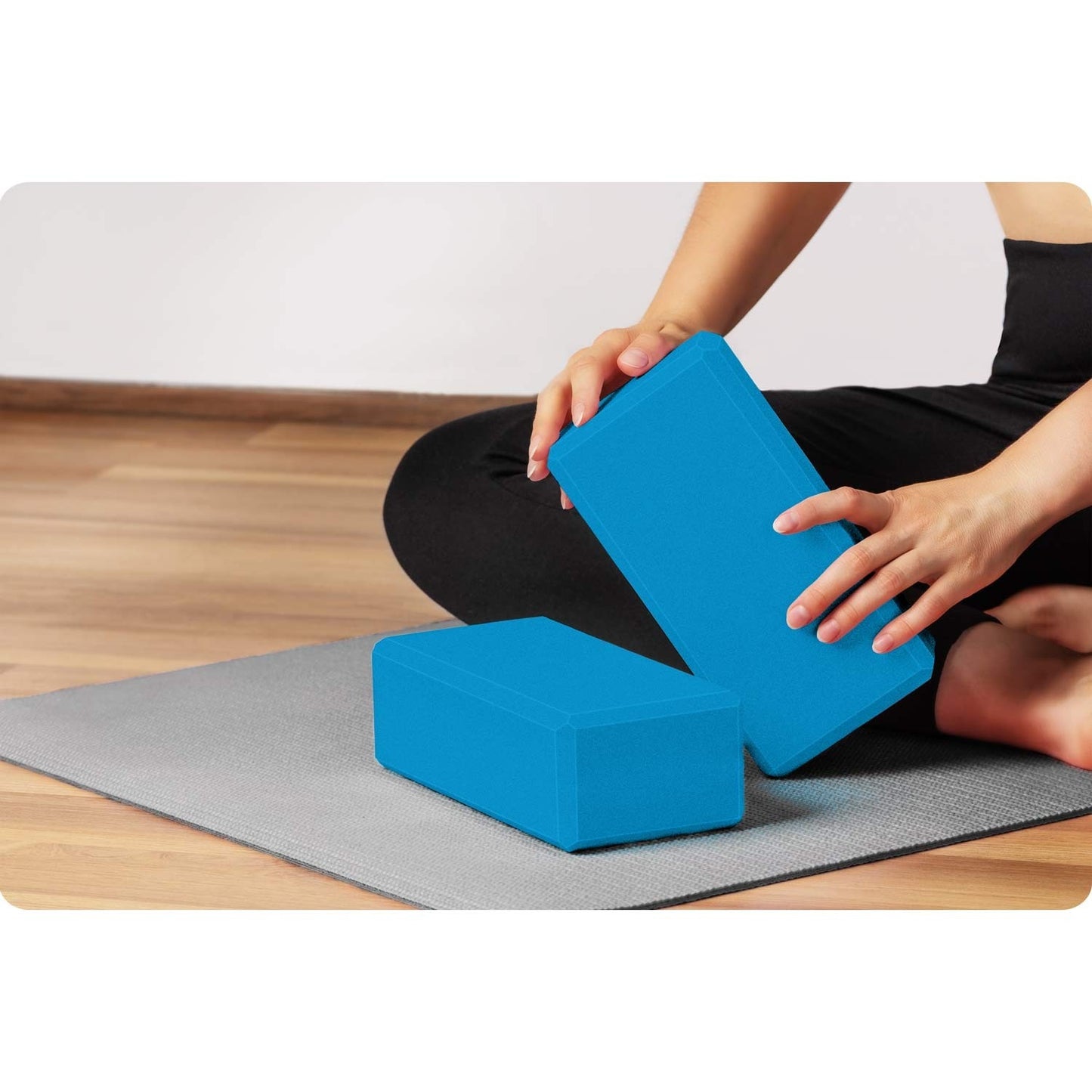 Foam yoga block - set of 2, blue (NS-962)
