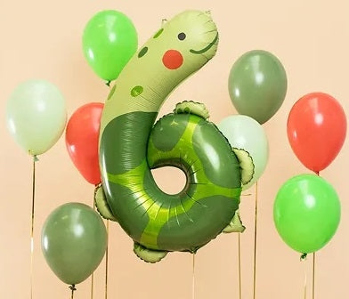 Foil birthday balloon number \6\" - Turtle 75x96 cm"