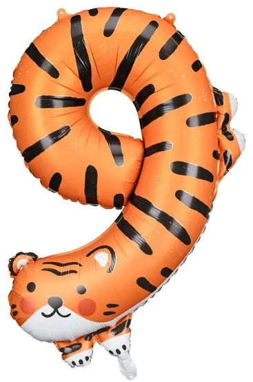 Foil birthday balloon number \9\" - Tiger 64x87 cm"