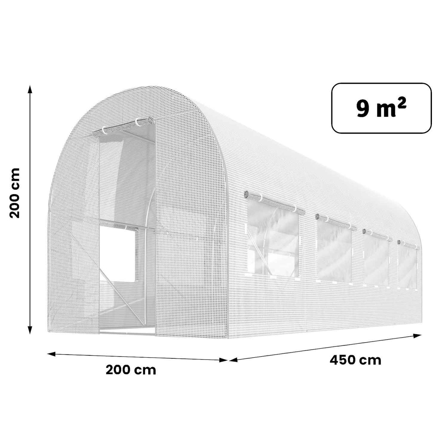 Foil for garden tunnel 2x4.5m (9m2) white Plonos