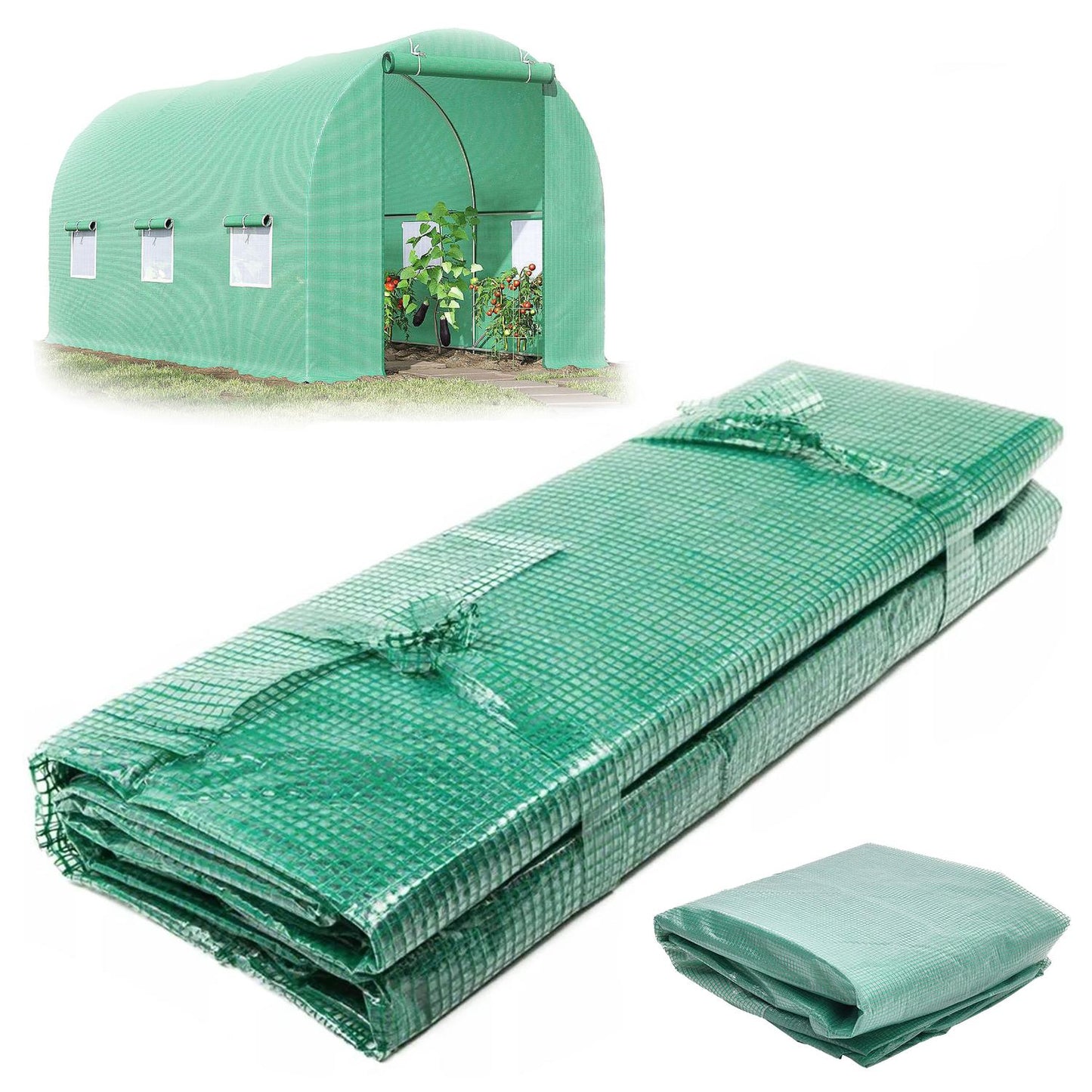 Foil for greenhouse tunnels with green mosquito net windows, 2x3x2m