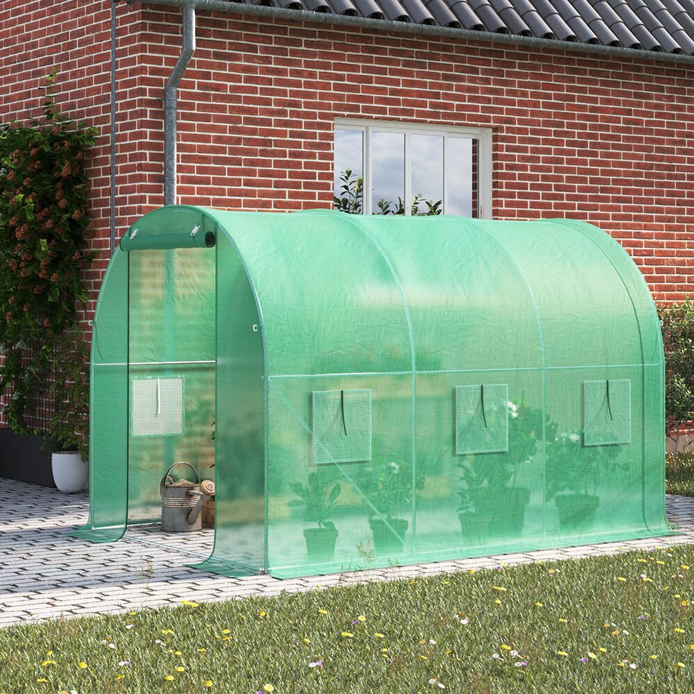Foil for greenhouse tunnels with green mosquito net windows, 2x3x2m