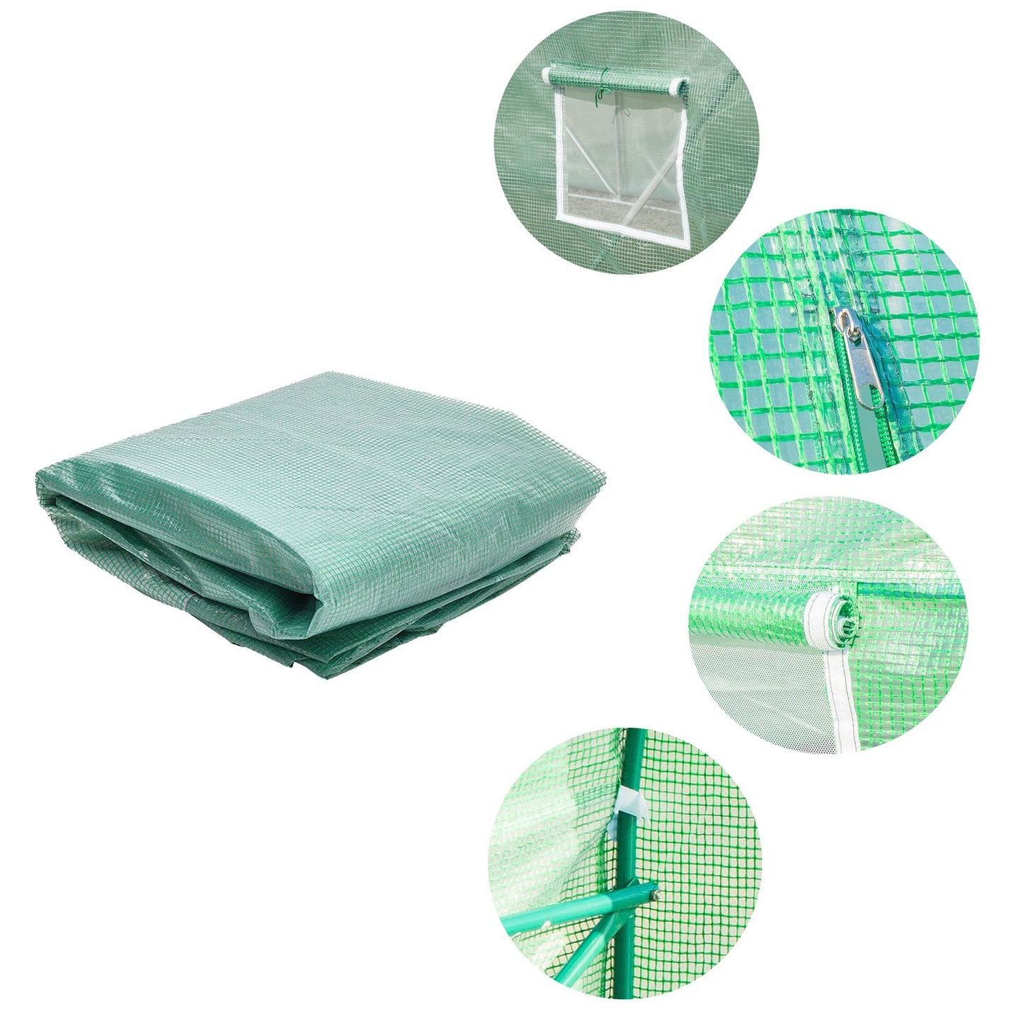 Foil for greenhouse tunnels with green mosquito net windows, 2x3x2m
