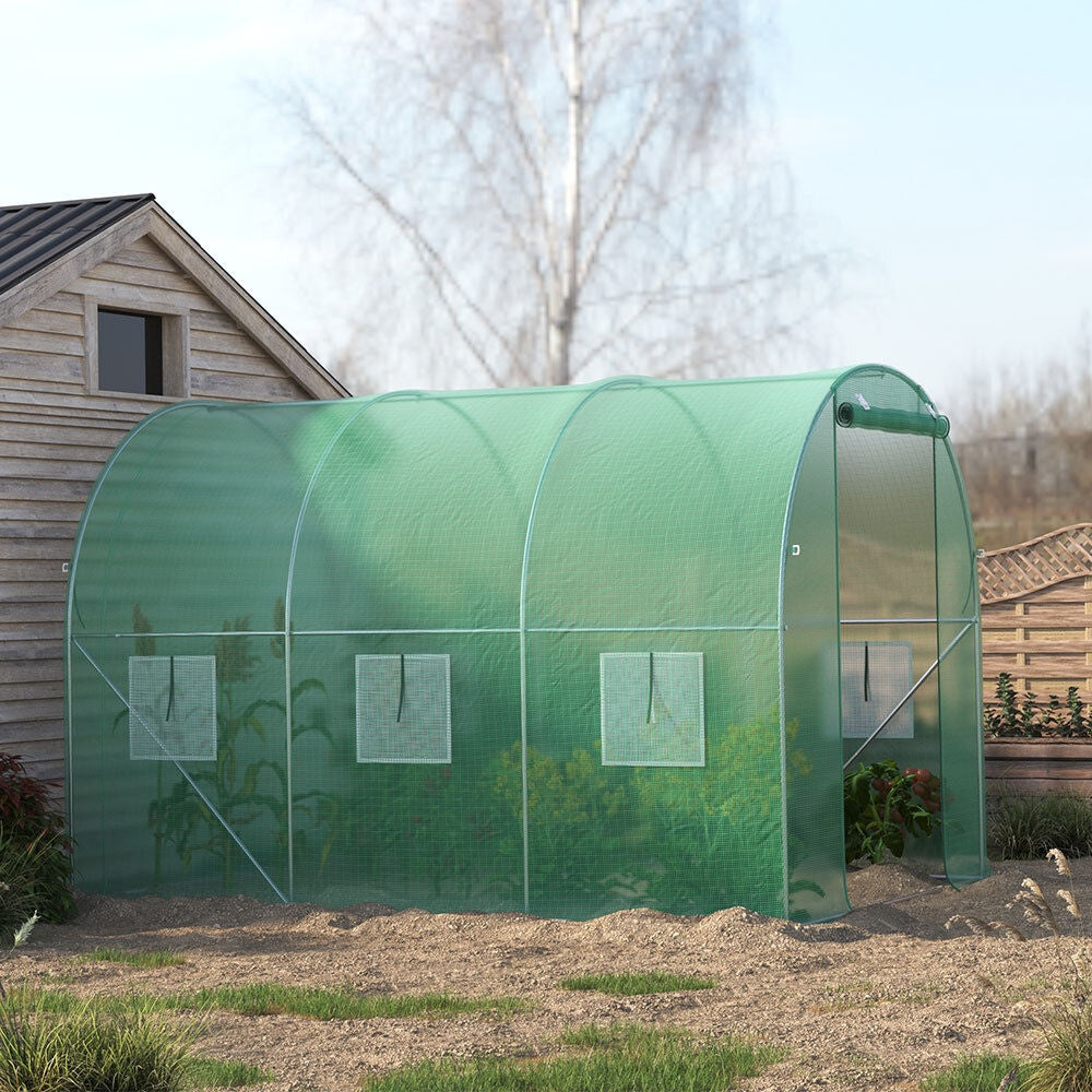 Foil for greenhouse tunnels with green mosquito net windows, 2x3x2m