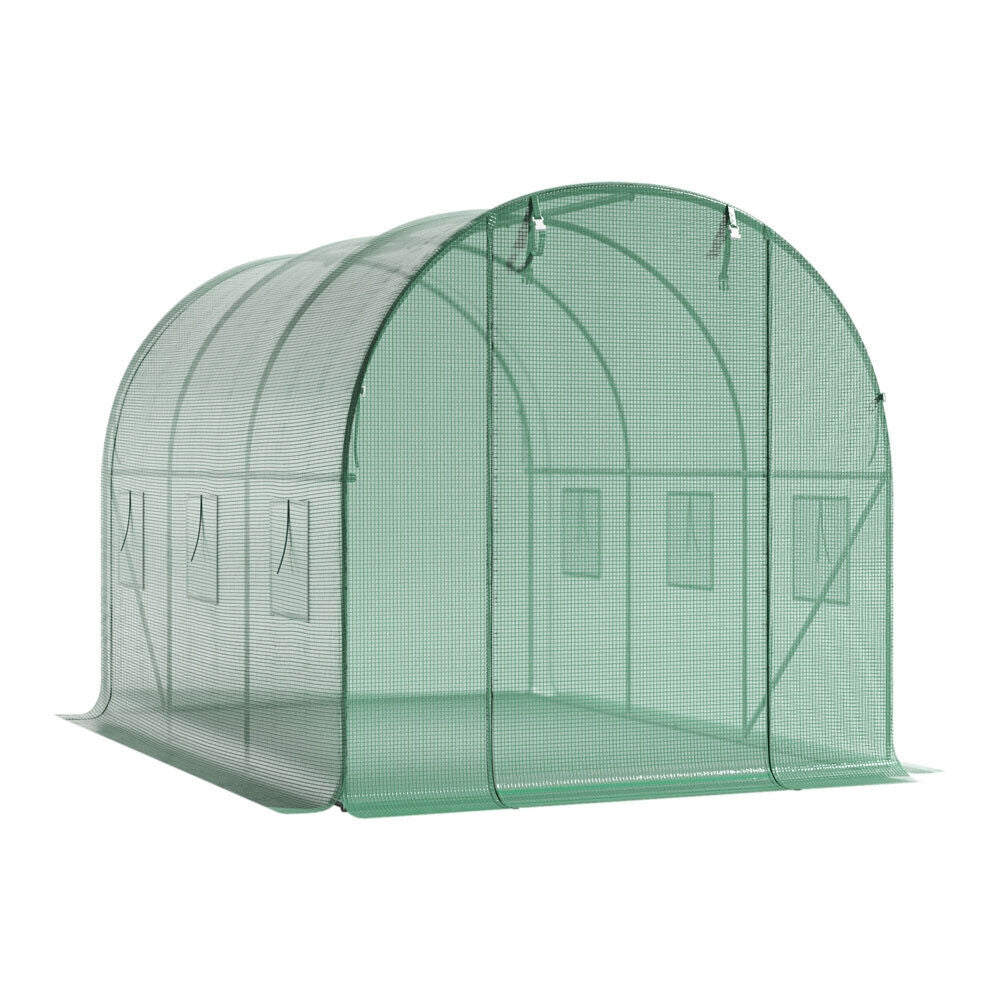 Foil for greenhouse tunnels with green mosquito net windows, 2x3x2m