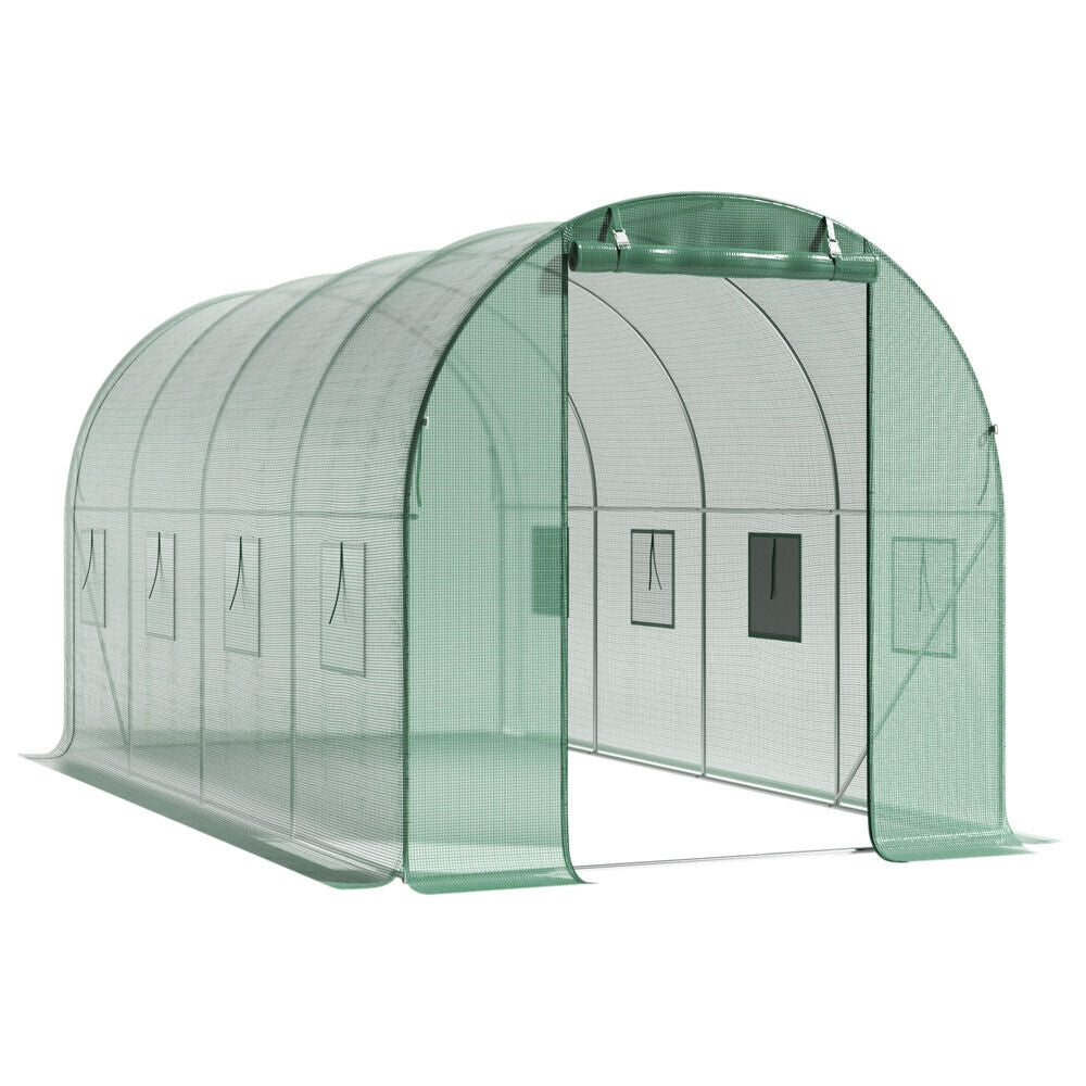 Foil for greenhouse tunnels with green mosquito net windows, 2x4.5 m