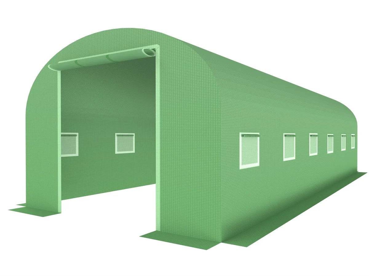Foil for greenhouse tunnels with green mosquito net windows, 2x6x3m