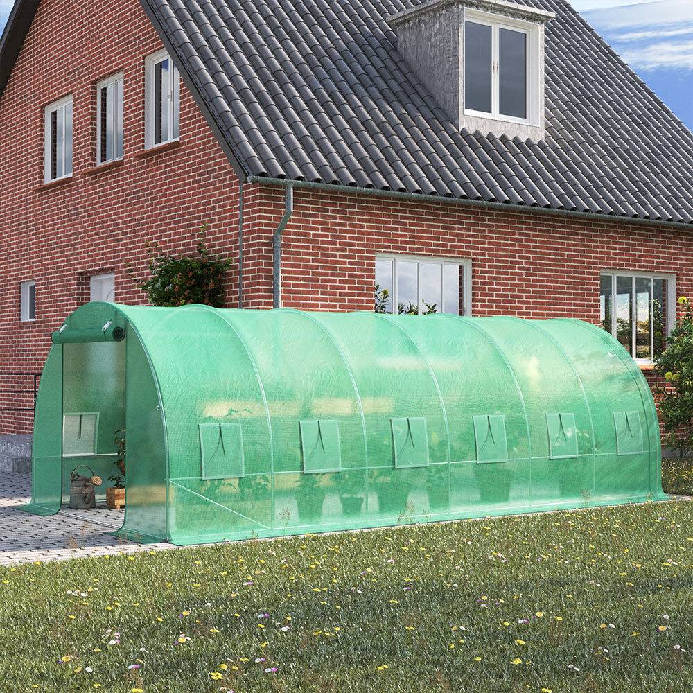 Foil for greenhouse tunnels with green mosquito net windows, 2x6x3m